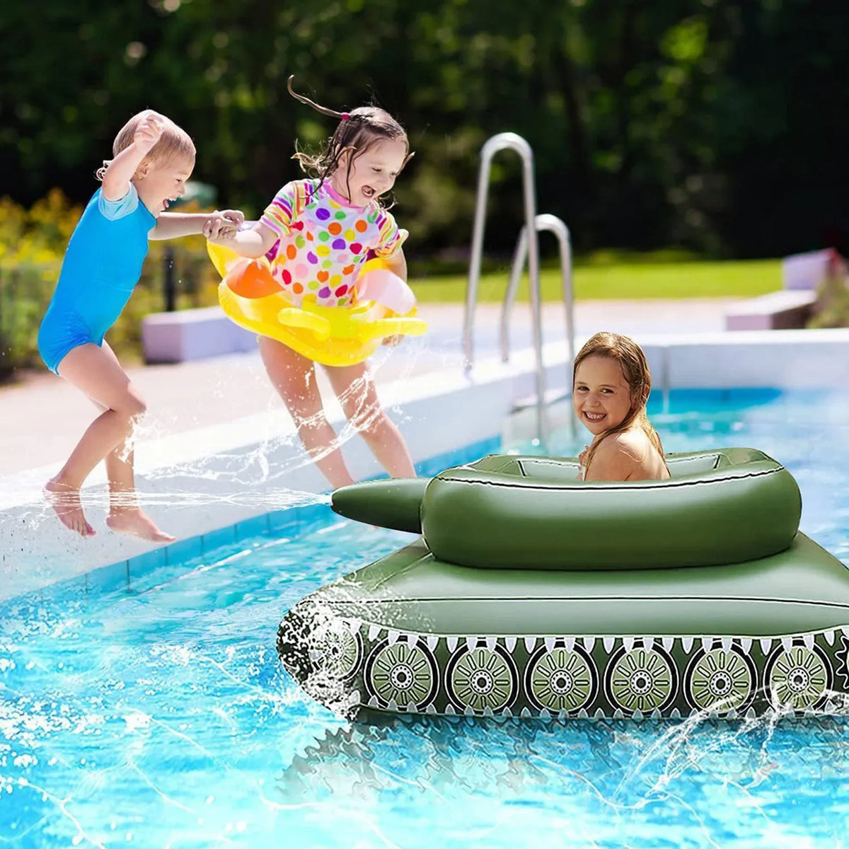 Inflatable Water Spray Tank Toy | Pool Water Gun Float