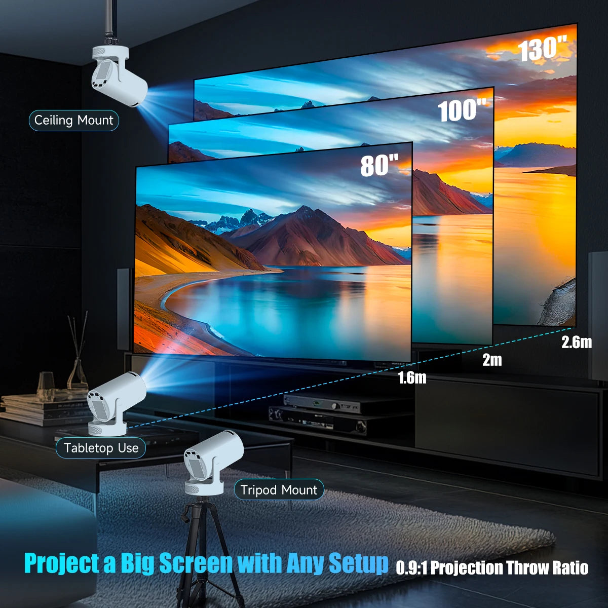 HY300 Pro+ Android Projector | 8K, WiFi 6, 8000 Lumens